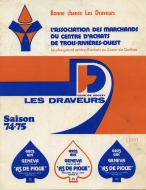 Trois-Rivieres Draveurs 1974-75 program cover